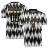 White Black Old Gold Sublimation Split Fashion Soccer Uniform Jersey, Custom Team Soccer Jersey Shirt