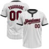 White Black Pinstripe Gold Black Two Button Unisex Softball Jersey, Custom Team Softball Jersey