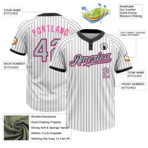 White Black Pinstripe Gray Pink Two Button Unisex Softball Jersey Custom Team Softball Jersey 3 dzat6c.jpg