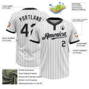 White Black Pinstripe Gray Two Button Unisex Softball Jersey Custom Team Softball Jersey 3 yrydew.jpg