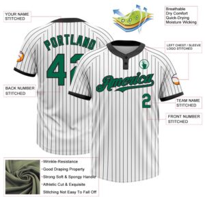 White Black Pinstripe Kelly Green Two Button Unisex Softball Jersey Custom Team Softball Jersey 3 fqe5fu.jpg
