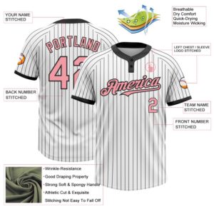White Black Pinstripe Medium Pink Two Button Unisex Softball Jersey Custom Team Softball Jersey 3 hk5pa5.jpg
