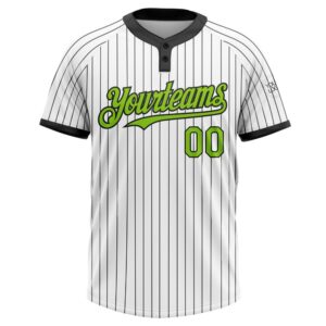 White Black Pinstripe Neon Green Two Button Unisex Softball Jersey Custom Team Softball Jersey 2 s2qpeh.jpg