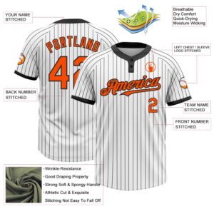 White Black Pinstripe Orange Two Button Unisex Softball Jersey Custom Team Softball Jersey 3 t4pi5h.jpg