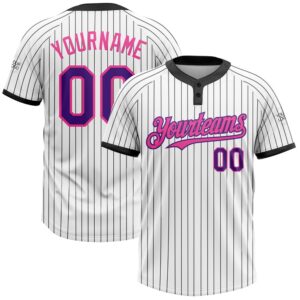 White Black Pinstripe Purple Pink Two Button&hellip;
