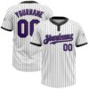 White Black Pinstripe Purple Pink Two Button Unisex Softball Jersey, Custom Team Softball Jersey