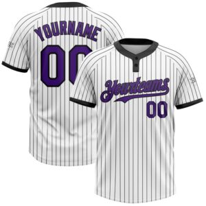 White Black Pinstripe Purple Two Button Unisex&hellip;