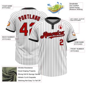 White Black Pinstripe Red Two Button Unisex Softball Jersey Custom Team Softball Jersey 3 ajv56v.jpg
