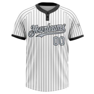 White Black Pinstripe Silver Black Two Button Unisex Softball Jersey Custom Team Softball Jersey 2 nlk51i.jpg