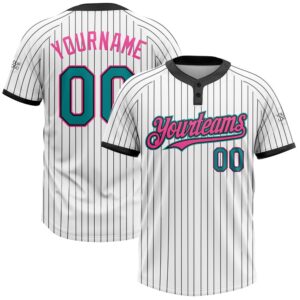 White Black Pinstripe Teal Pink Two Button&hellip;