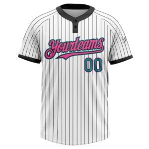 White Black Pinstripe Teal Pink Two Button Unisex Softball Jersey Custom Team Softball Jersey 2 h6xjis.jpg