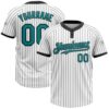 White Black Pinstripe Teal Pink Two Button Unisex Softball Jersey, Custom Team Softball Jersey