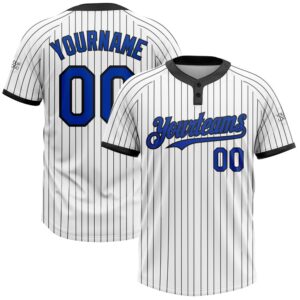 White Black Pinstripe Thunder Blue Two Button&hellip;