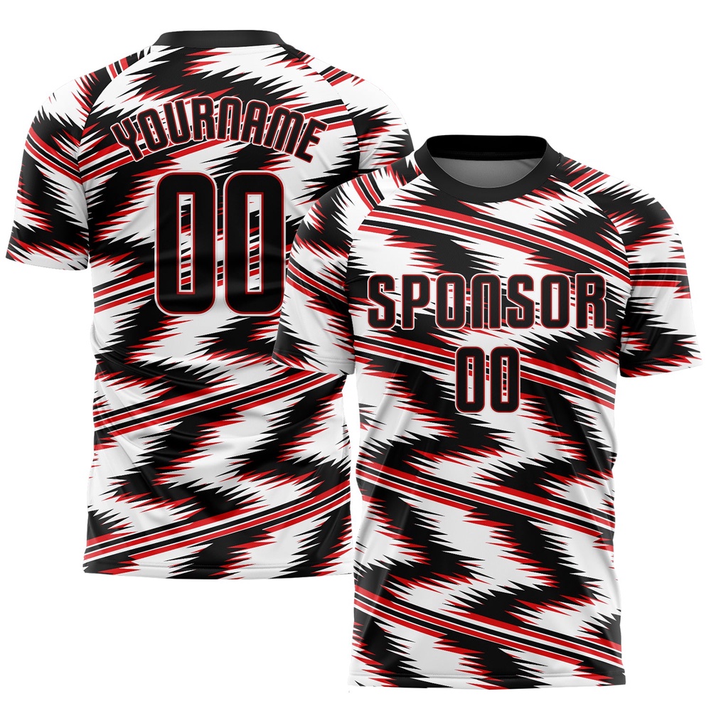 White Black Red Sublimation Soccer Uniform Jersey, Custom Team Soccer Jersey Shirt