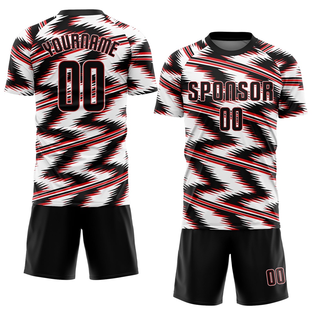 White Black Red Sublimation Soccer Uniform Jersey, Custom Team Soccer Jersey Shirt