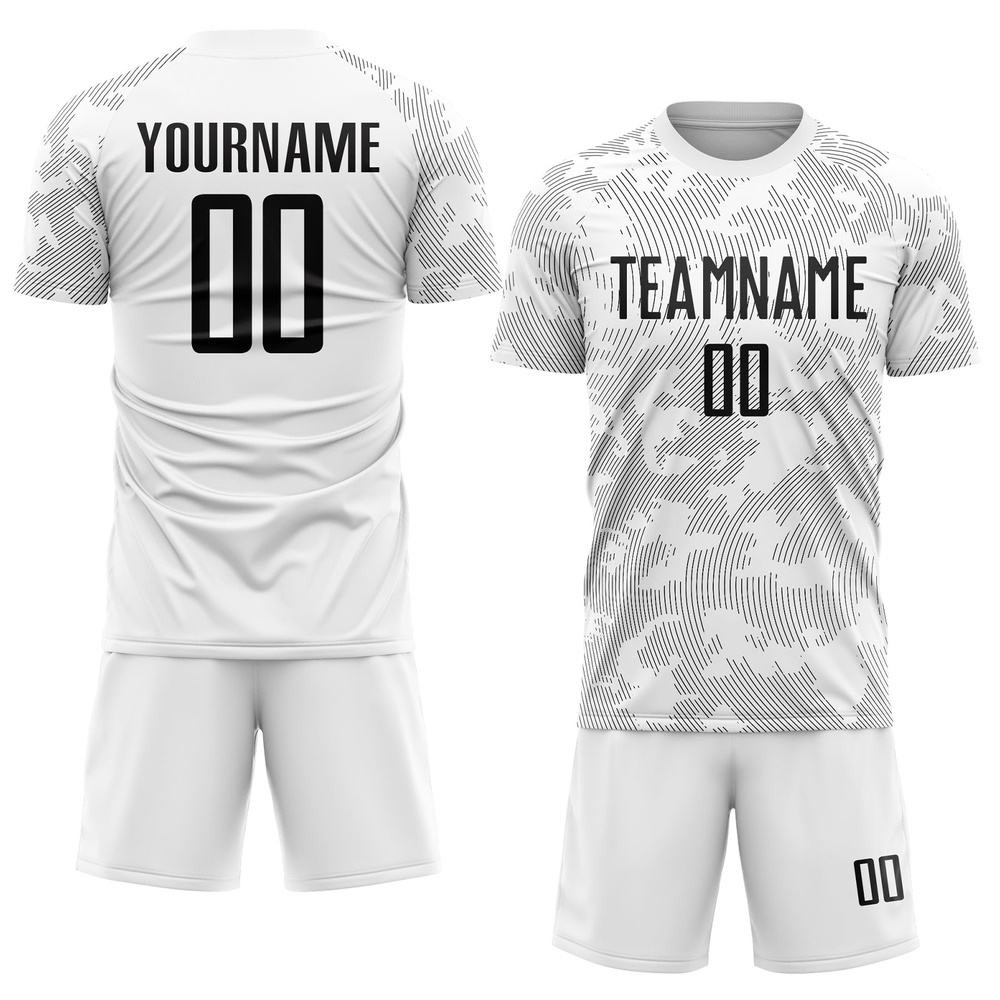White Black Sublimation Soccer Uniform Jersey, Custom Team Soccer Jersey Shirt