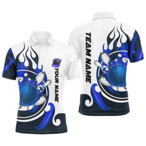 White Bowling Polo Shirt For Men Custom&hellip;