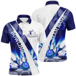 White Bowling Polo Shirts For Men Custom&hellip;