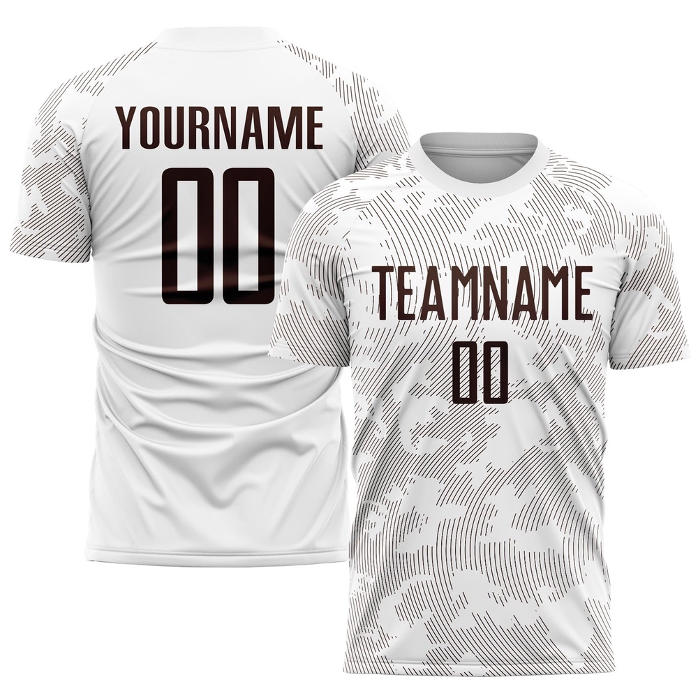 White Brown Sublimation Soccer Uniform Jersey, Custom Team Soccer Jersey Shirt