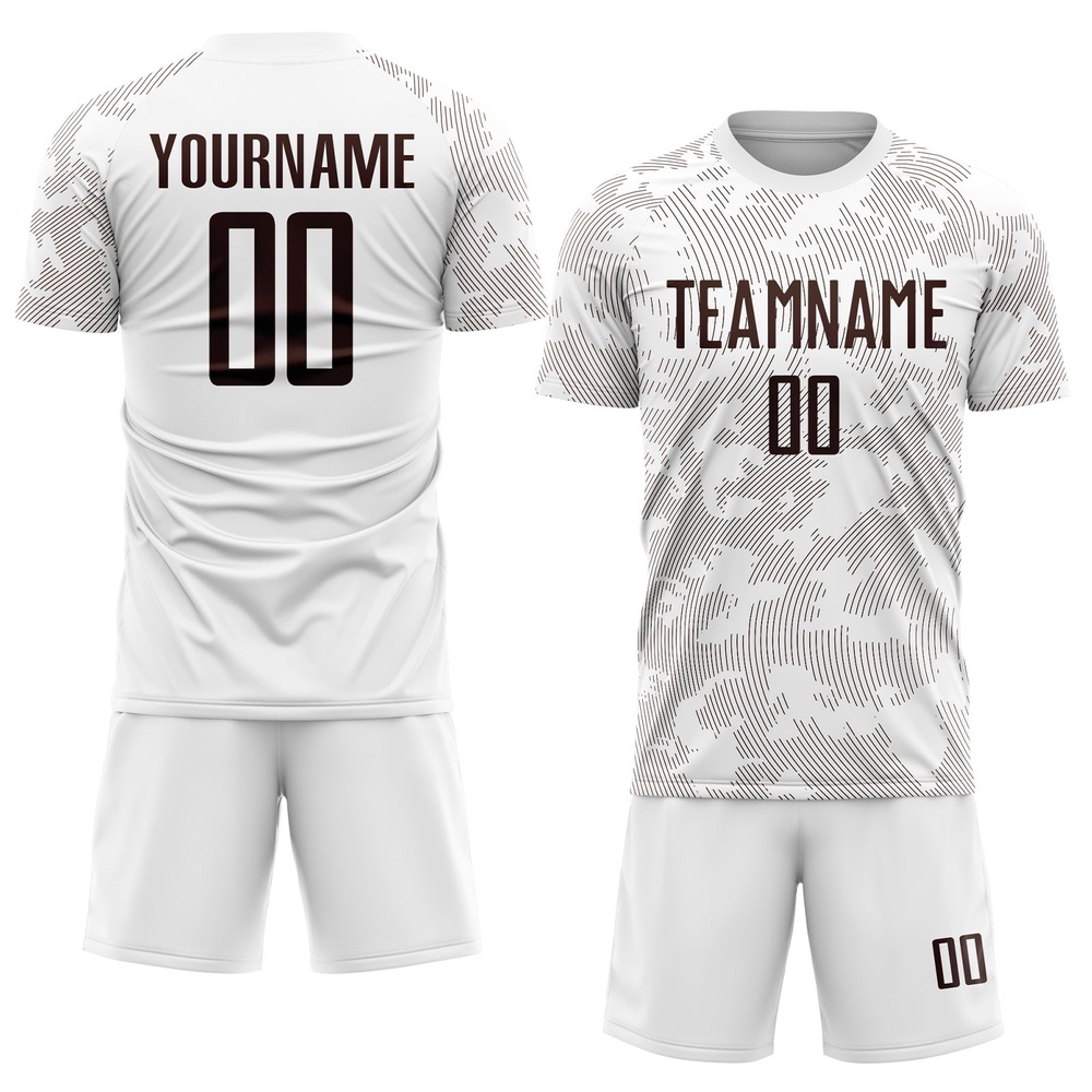 White Brown Sublimation Soccer Uniform Jersey, Custom Team Soccer Jersey Shirt