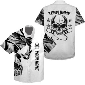 White Camo Bowling Hawaiian Shirt Skull Bowling,&hellip;