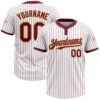 White Crimson Gold Two Button Unisex Softball Jersey, Custom Team Softball Jersey