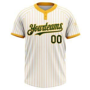 White Gold Pinstripe Green Two Button Unisex Softball Jersey Custom Team Softball Jersey 2 oz6aqr.jpg