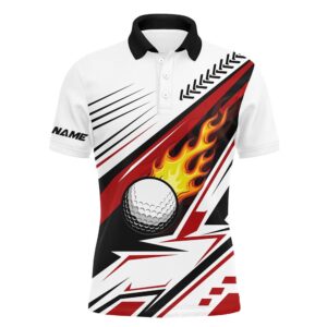 White Golf Ball Flame Men’s Golf Polo&hellip;