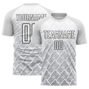 White Gray Black Lightning Sublimation Soccer Uniform&hellip;