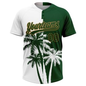 White Green Old Gold 3D Pattern Hawaii Coconut Trees Two Button Unisex Softball Jersey Custom Team Softball Jersey 2 bcifhr.jpg