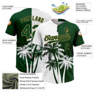 White Green Old Gold 3D Pattern Hawaii Coconut Trees Two Button Unisex Softball Jersey Custom Team Softball Jersey 3 pnojmk.jpg