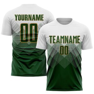 White Green Old Gold Sublimation Soccer Uniform&hellip;