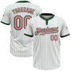 White Green Pinstripe Gold Two Button Unisex Softball Jersey, Custom Team Softball Jersey