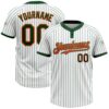 White Green Pinstripe Old Gold Two Button Unisex Softball Jersey, Custom Team Softball Jersey