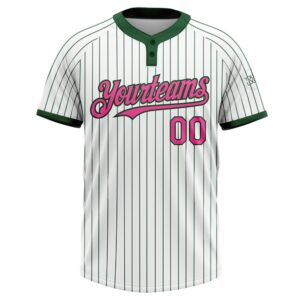 White Green Pinstripe Pink Two Button Unisex Softball Jersey Custom Team Softball Jersey 2 vb14yt.jpg