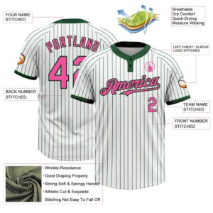 White Green Pinstripe Pink Two Button Unisex Softball Jersey Custom Team Softball Jersey 3 hql7gc.jpg