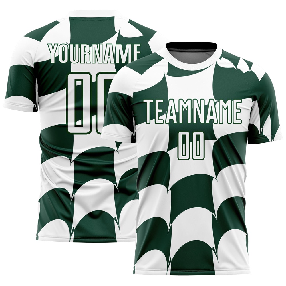 White Green Plaid Sublimation Soccer Uniform Jersey, Custom Team Soccer Jersey Shirt