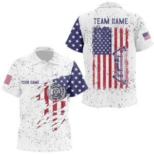 White Grunge US Flag Target Archery Polo&hellip;