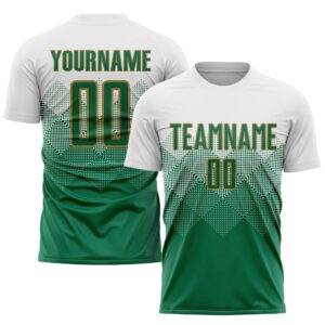 White Kelly Green Old Gold Sublimation Soccer&hellip;