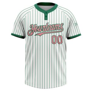 White Kelly Green Pinstripe Medium Pink Two Button Unisex Softball Jersey Custom Team Softball Jersey 2 p2eq8x.jpg