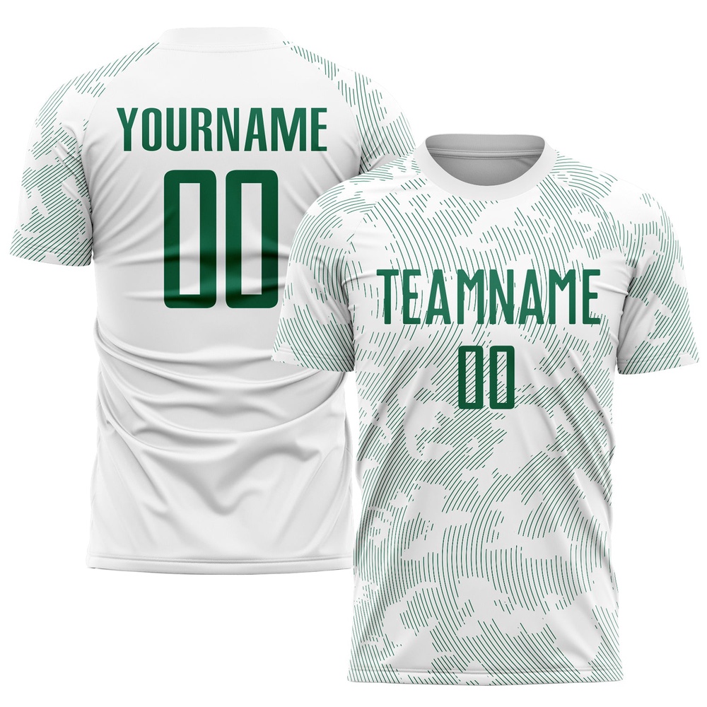 White Kelly Green Sublimation Soccer Uniform Jersey, Custom Team Soccer Jersey Shirt