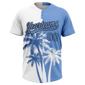 White Light Blue Black 3D Pattern Hawaii Coconut Trees Two Button Unisex Softball Jersey Custom Team Softball Jersey 2 pfx5cb.jpg