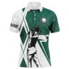 White Men’s Golf Polo Shirts Custom Green Argyle Plaid Pattern Golf Tops, Best Men’s Golf Wear, Golf Polo Shirt, Golf Shirts