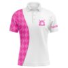 White Men’s Golf Polo Shirts Custom Purple Argyle Plaid Pattern Golf Tops, Best Men’s Golf Wear, Golf Polo Shirt, Golf Shirts
