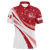 White Men’s Golf Polo Shirts Red Canada Maple Leaf Pattern Custom Team Golf Shirts, Patriot Golf Tops, Golf Polo Shirt, Golf Shirts