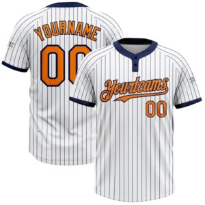 White Navy Pinstripe Bay Orange Two Button&hellip;