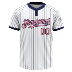 White Navy Pinstripe Medium Pink Two Button Unisex Softball Jersey Custom Team Softball Jersey 2 mxjkpg.jpg