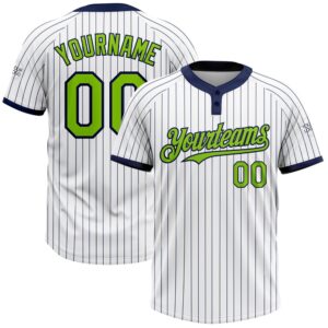 White Navy Pinstripe Neon Green Two Button&hellip;