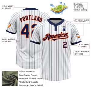 White Navy Pinstripe Orange Two Button Unisex Softball Jersey Custom Team Softball Jersey 3 gtshpy.jpg