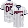 White Navy Pinstripe Orange Two Button Unisex Softball Jersey, Custom Team Softball Jersey